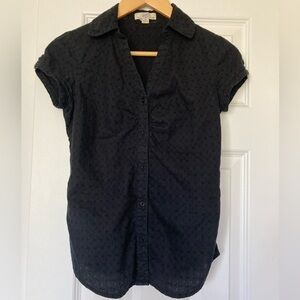 {SO} Black Collared Short Sleeve Button Up Shirt